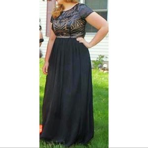 Plus size Black Illusion Prom Dress